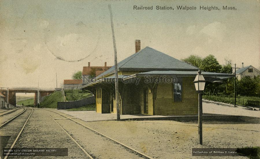 Postcard: Railroad Station, Walpole Heights, Massachusetts
